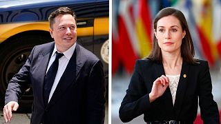Tesla CEO Elon Musk (L) seemingly mocked Finland's Prime Minister Sanna Marin (R).