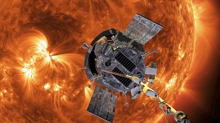 This image made available by NASA shows an artist's rendering of the Parker Solar Probe approaching the Sun.