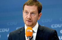 Michael Kretschmer, governor of the German state of Saxony at a press conference at the Christian Democratic Union (CDU) HQ in Berlin, Sept. 20, 2021.