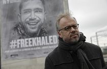 Генсек "Репортеров без границ" Кристоф Делуар на акции в поддержку алжирского журналиста Халеда Драрени