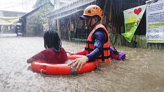 Les services de secours largement mobilisés aux Philippines face à la menace du typhon Rai - Cagayan de Oro City (sud du pays), le 16/12/2021