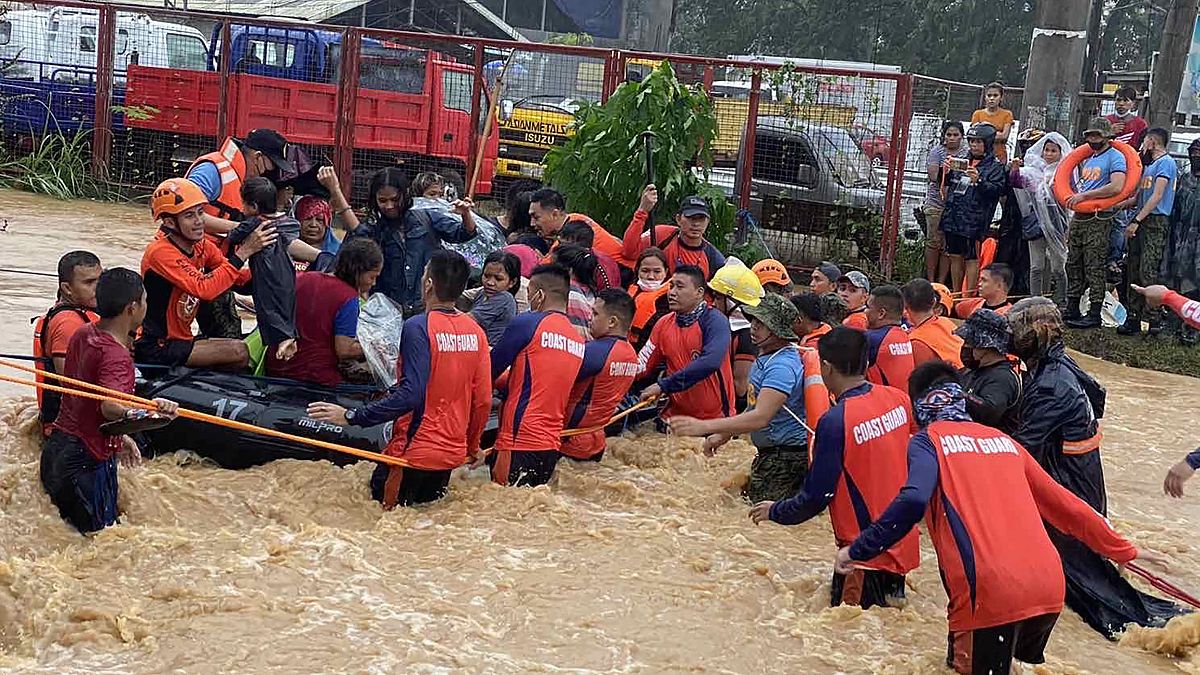 Coast guard rescue residents in flooded area
