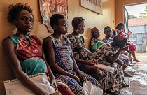 Pregnant women gathering for check up, Kampala, Uganda