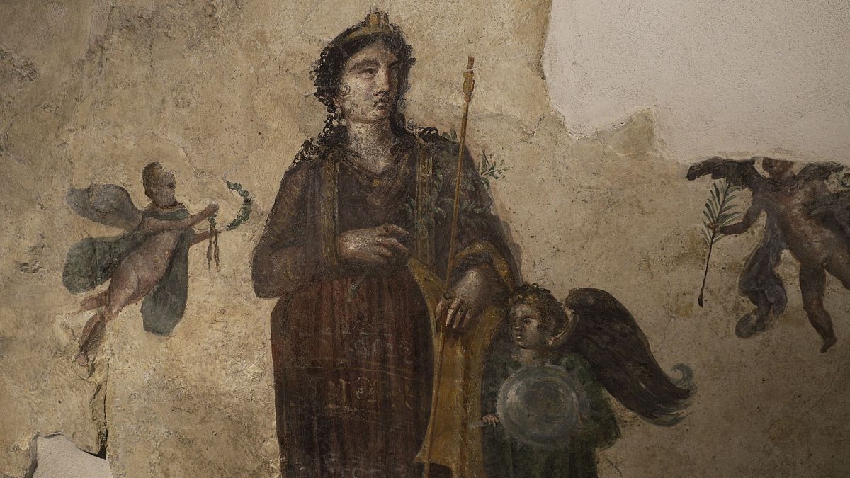 Одна из фресок в музее Помпеев