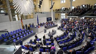 Seats in Germany's lower house of parliament are arranged in a semi circle.