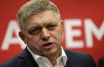 Leader of the Smer-Social Democracy party Robert Fico addresses the media during a press conference a day after the Slovakia's general election in Bratislava, March 1, 2021.