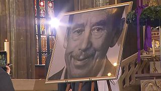 Retrato de Václav Havel durante la conmemoración. 