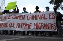 Marcha de migrantes na capital do México