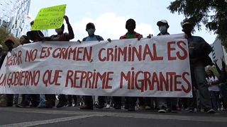 Marcha de migrantes en Ciudad de México, México