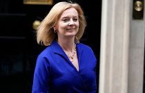 Britain's new Foreign Secretary Liz Truss leaves 10 Downing Street, in London, Sept. 15, 2021.