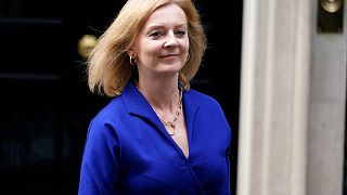 Britain's new Foreign Secretary Liz Truss leaves 10 Downing Street, in London, Sept. 15, 2021. 