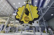 Archives : le télescope James Webb lors de son assemblage dans un des locaux de la Nasa, à Greenbelt aux Etats-Unis, le 13 avril 2017