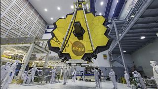 Archives : le télescope James Webb lors de son assemblage dans un des locaux de la Nasa, à Greenbelt aux Etats-Unis, le 13 avril 2017