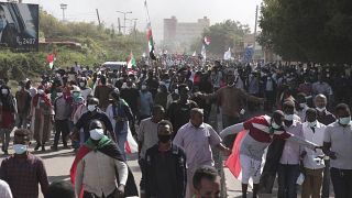 احتجاج في الخرطوم على الانقلاب العسكري في أكتوبر / تشرين الأول والاتفاق اللاحق الذي أعاد رئيس الوزراء عبد الله حمدوك للسلطة في السودان.