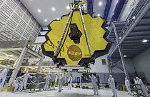 il telescopio James Webb durante il suo assemblaggio in una delle sedi della NASA, a Greenbelt, Stati Uniti, 13 aprile 2017 