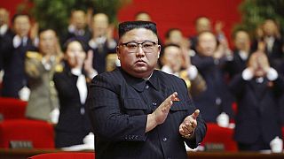 الزعيم الكوري الشمالي كيم جونغ في مؤتمر الحزب الحاكم في بيونغ يانغ، كوريا الشمالية، الأحد 10 يناير 2021