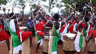 Dancing drummers in Gitega, Burundi.