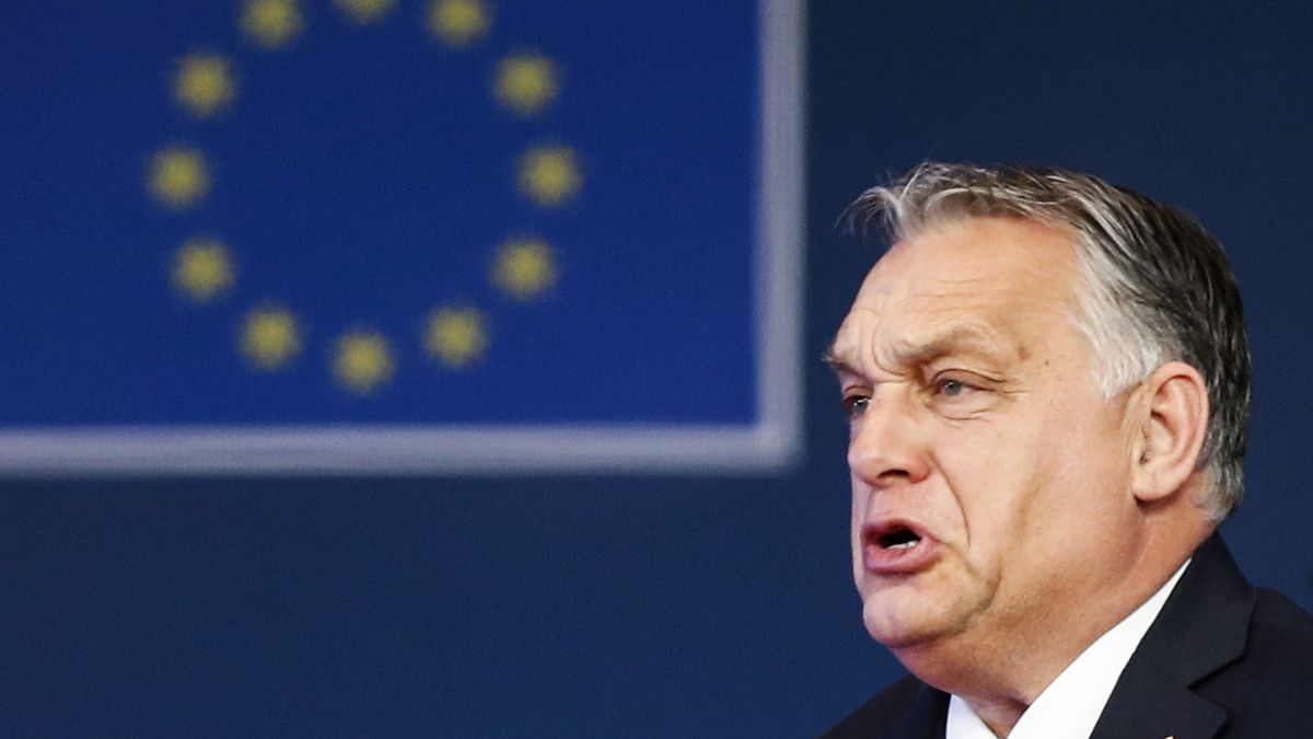 Hungary's Prime Minister Viktor Orban arrives for an Eastern Partnership Summit in Brussels, December 2021.