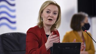 Britain's Foreign Secretary Liz Truss hosts the G7 Foreign and Development Ministers Session with Guest Countries and ASEAN Nations in Liverpool, England, Dec. 12, 2021
