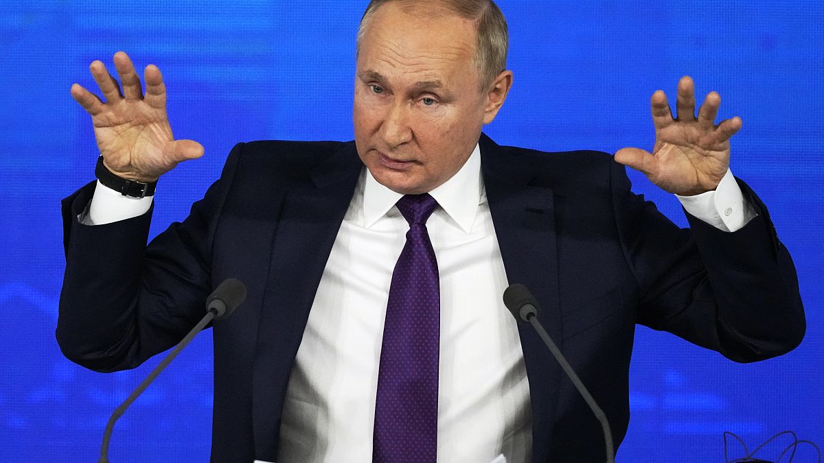 الرئيس الروسي فلاديمير بوتين خلال مؤتمر الصحفي السنوي ديسمبر 2021