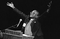 Desmond Tutu denuncia la politica d'apartheid del suo paese a New Orleans, 7 settembre 1982