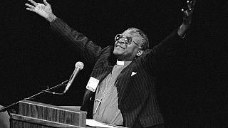 Desmond Tutu denuncia la politica d'apartheid del suo paese a New Orleans, 7 settembre 1982