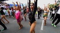Salsa dancers take to Cali's 'Salsodromo' on Christmas Day
