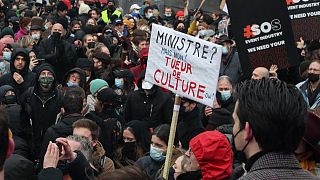 Manifestation du monde de la culture à Bruxelles, Belgique, le 26 décembre 2021