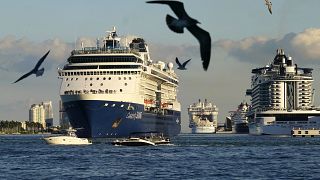 The Celebrity Summit cruise ship prepares to depart from PortMiami, Nov. 27, 2021, in Miami.