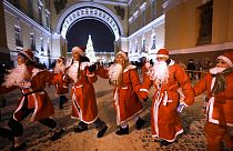 Los Ded Moroz, Papa Noeles rusos, durante la competición