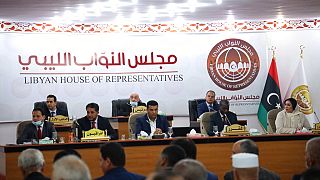 خلال مراسم أداء اليمين للحكومة المؤقتة الجديدة في طبرق، ليبيا، يوم الإثنين 15 مارس 2021.