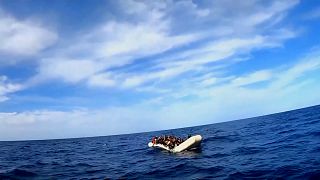 Migrants on rubber dinghy