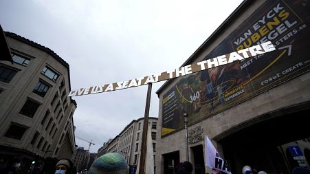 Theatre closure protest in Brussels on Sunday, Dec. 26, 2021