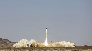 This file photo from the Iran Defense Ministry shows the launch of a satellite-carrier rocket on February 1.