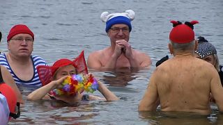 بدون تعليق: احتفالات بالعام الجديد بالسباحة في المياه الباردة في هولندا وألمانيا
