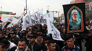 Viele Demonstrierende in Bagdad trugen Plakate mit dem Antlitz von General Soleimani