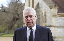 Britain's Prince Andrew speaks during a television interview at the Royal Chapel of All Saints at Royal Lodge, Windsor, England, Sunday, April 11, 2021.