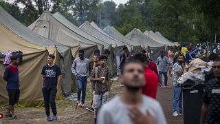 Временный лагерь для мигрантов на полигоне Руднинкай в Литве, 4 августа 2021