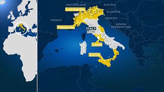 Le regioni italiane in giallo