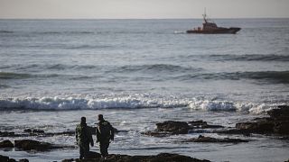 Members of Spanish Civil Guard search near the village of Canos de Meca in southern Spain.