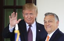 In this Monday, May 13, 2019 file photo, U.S. President Donald Trump welcomes Hungary Prime Minister Viktor Orban to the White House in Washington.