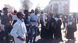 Sudanese protesters in Khartoum against the military regime.