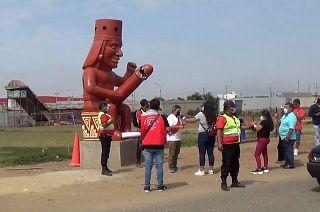 An indigenous Mochica man with a giant penis in Moche Peru.