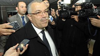 وزير العدل التونسي نور الدين البحيري في مقر حزب النهضة الحاكم في تونس العاصمة، 21 فبراير 2013