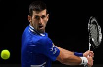 Archives : Novak Djokovic lors de la demi-finale de la Coupe Davis, face à la croatie, à Madrid, le 3 décembre 2021