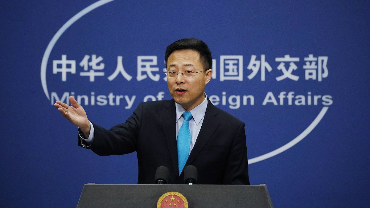 Chinese Foreign Ministry spokesman Zhao Lijian during a daily briefing at his ministry in Beijing, Feb. 24, 2020.
