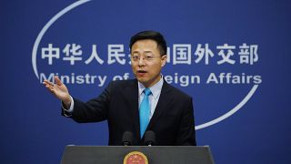 Chinese Foreign Ministry spokesman Zhao Lijian during a daily briefing at his ministry in Beijing, Feb. 24, 2020.