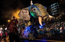 Members of the "Cabalgata de Reyes" parade in Madrid, Spain, Wednesday, Jan. 5, 2022