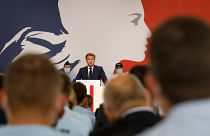 الرئيس الفرنسي إيمانويل ماكرون في أحد المؤتمرات