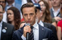 Krzysztof Bosak, presidential candidate of the far right wing party Confederation (Konfederacja) addresses a pre-electional convention in Warsaw, Poland on June 20, 2020.